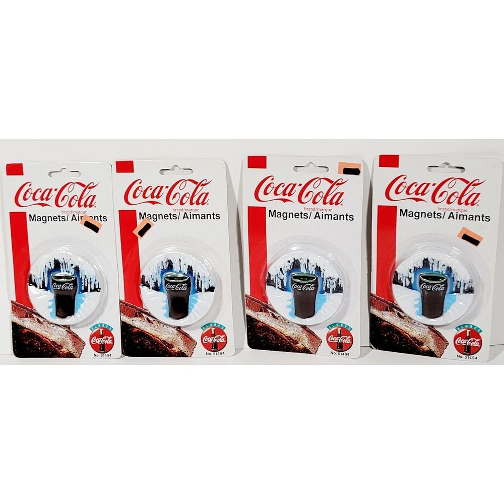 4 Vintage Coca Cola Button Fridge Magnet NOS 1995 No.51494